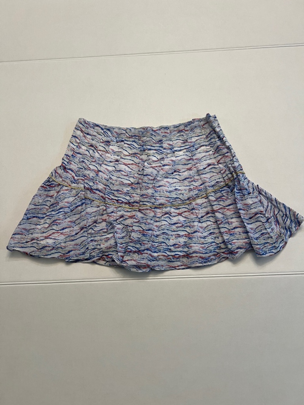 FREE PEOPLE MINI SKIRT SOFT GRAY LINED RED WHITE & BLUE GOLD METALLIC LINED 6